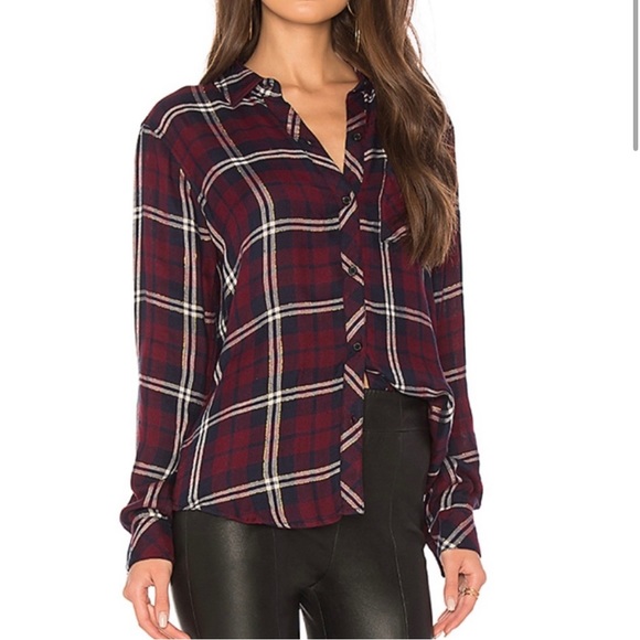 NEW - RAILS Hunter Plaid Flannel Gemini Shirt in Cranberry Honey Lurex - Picture 3 of 11